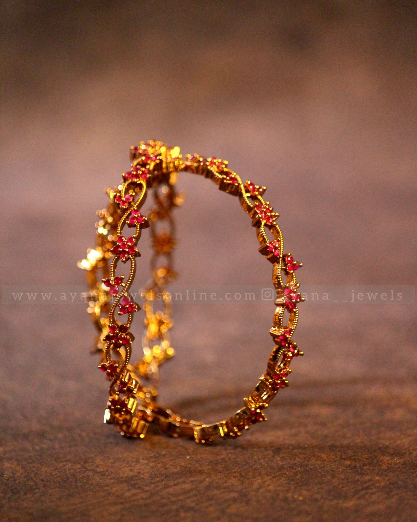 Floral Diamond Bangle (Set of 2)