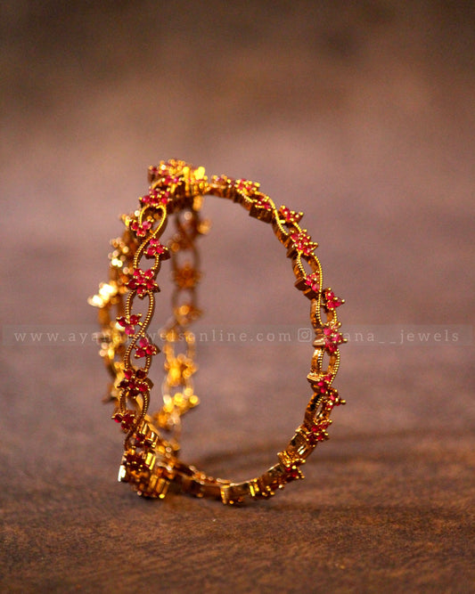 Floral Diamond Bangle (Set of 2)