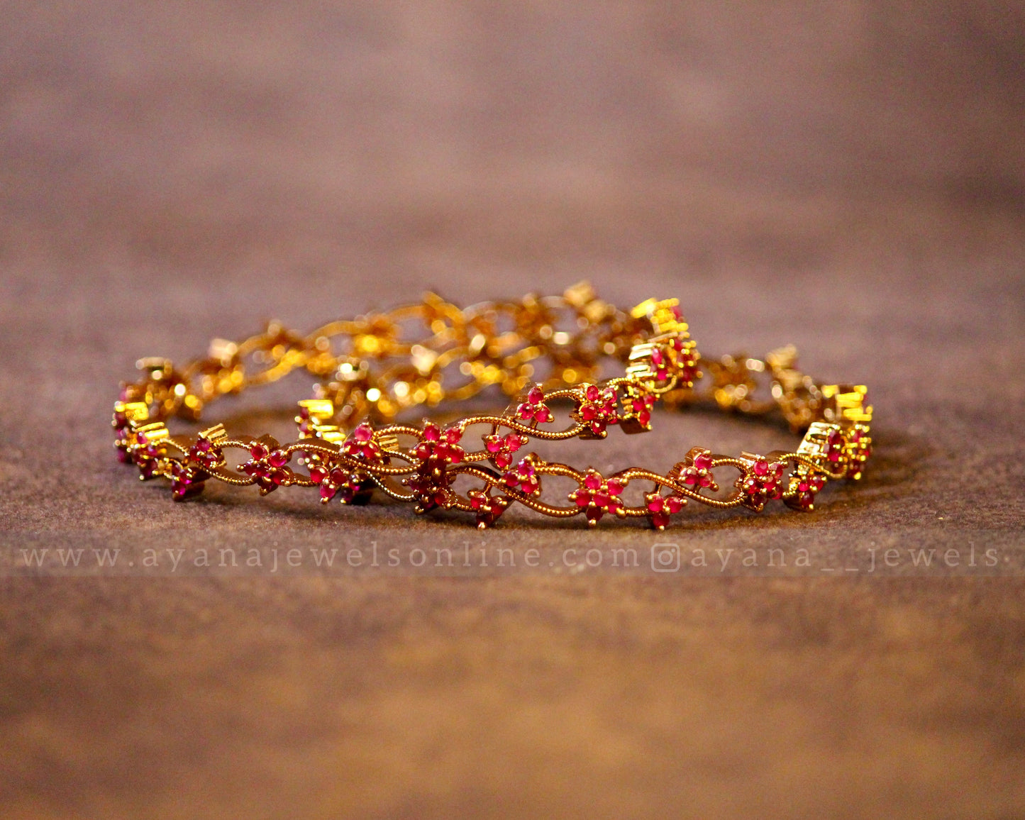 Floral Diamond Bangle (Set of 2)
