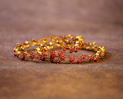 Floral Diamond Bangle (Set of 2)