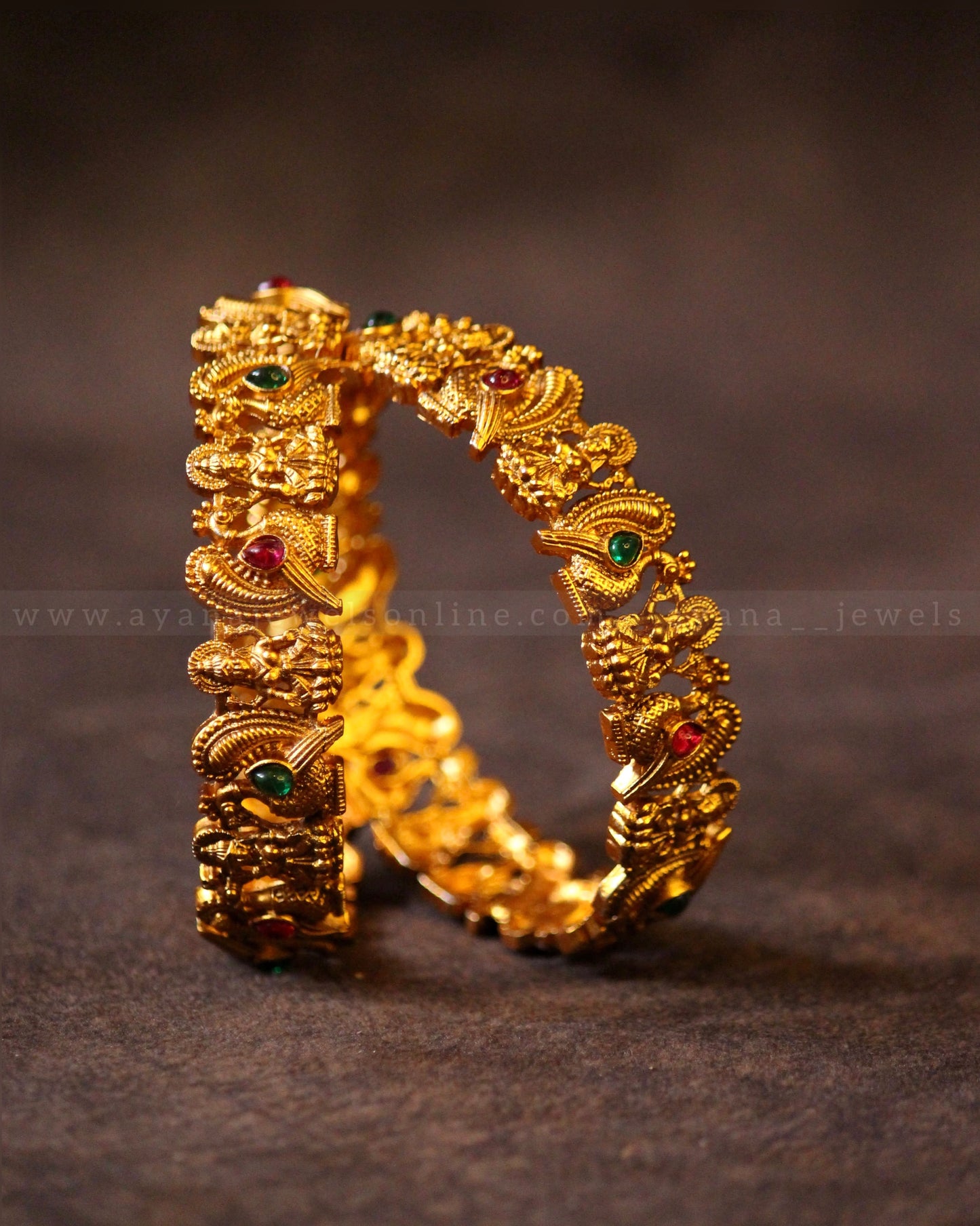Antique Peacock Devi Bangle (Set of 2)