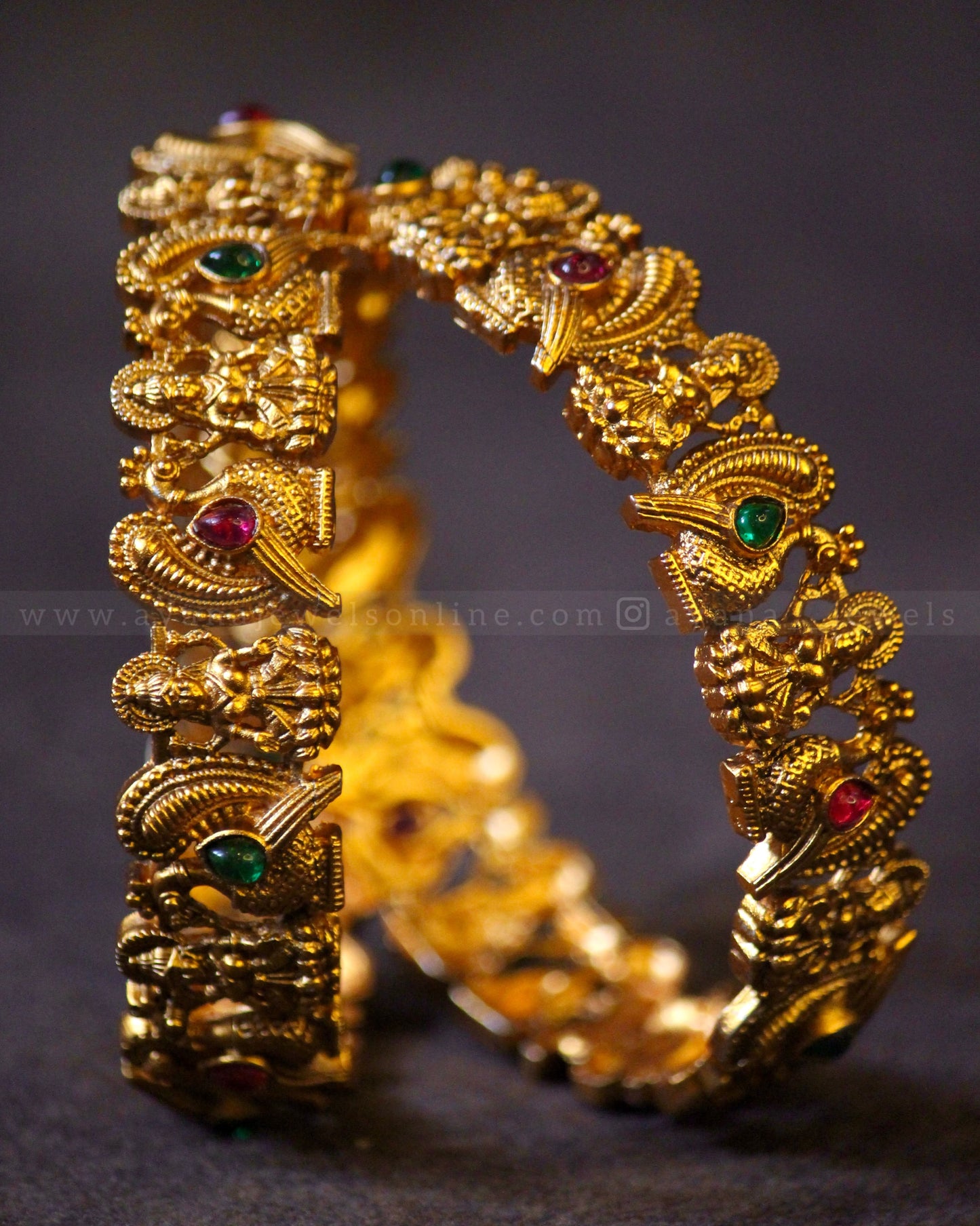 Antique Peacock Devi Bangle (Set of 2)