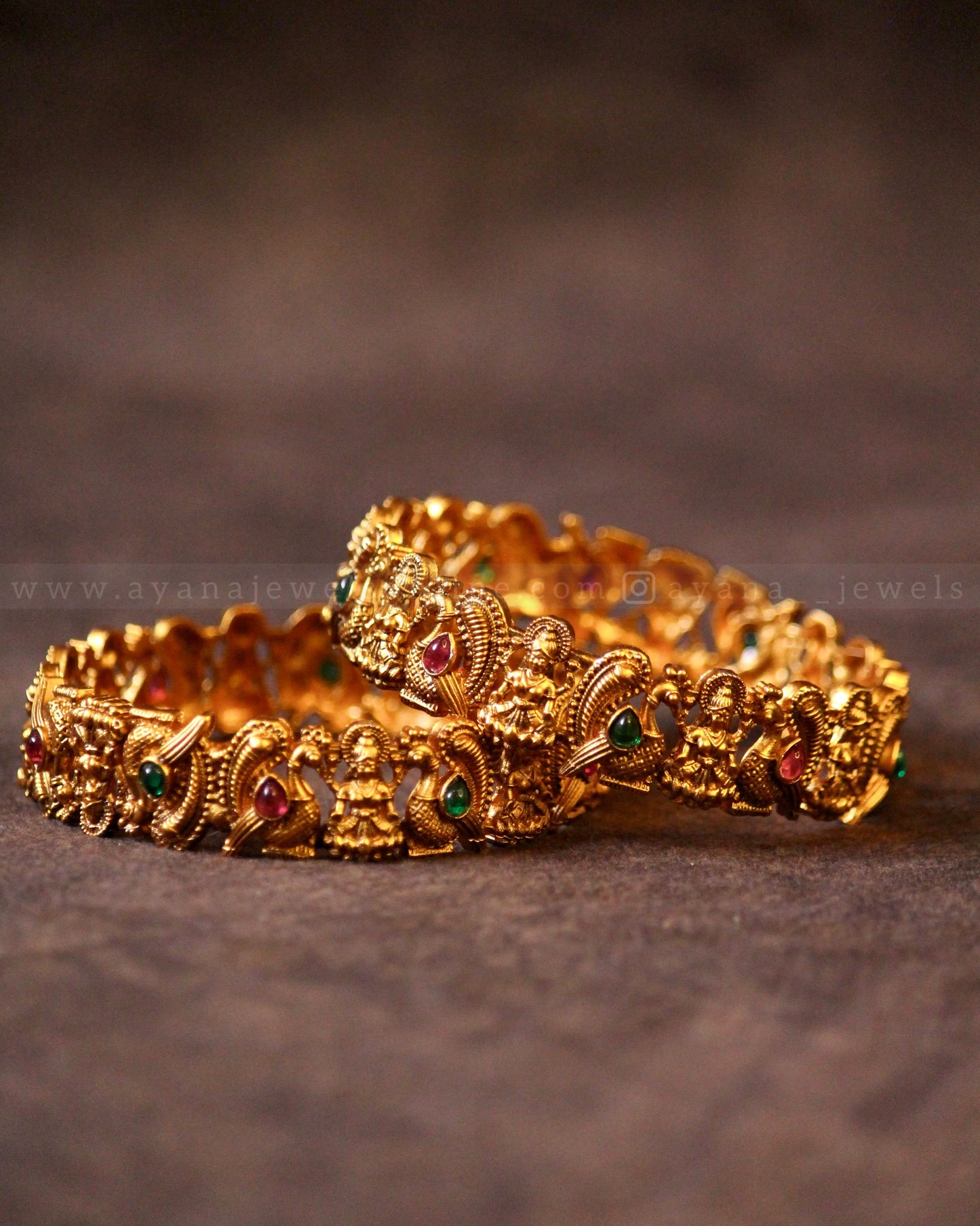Antique Peacock Devi Bangle (Set of 2)