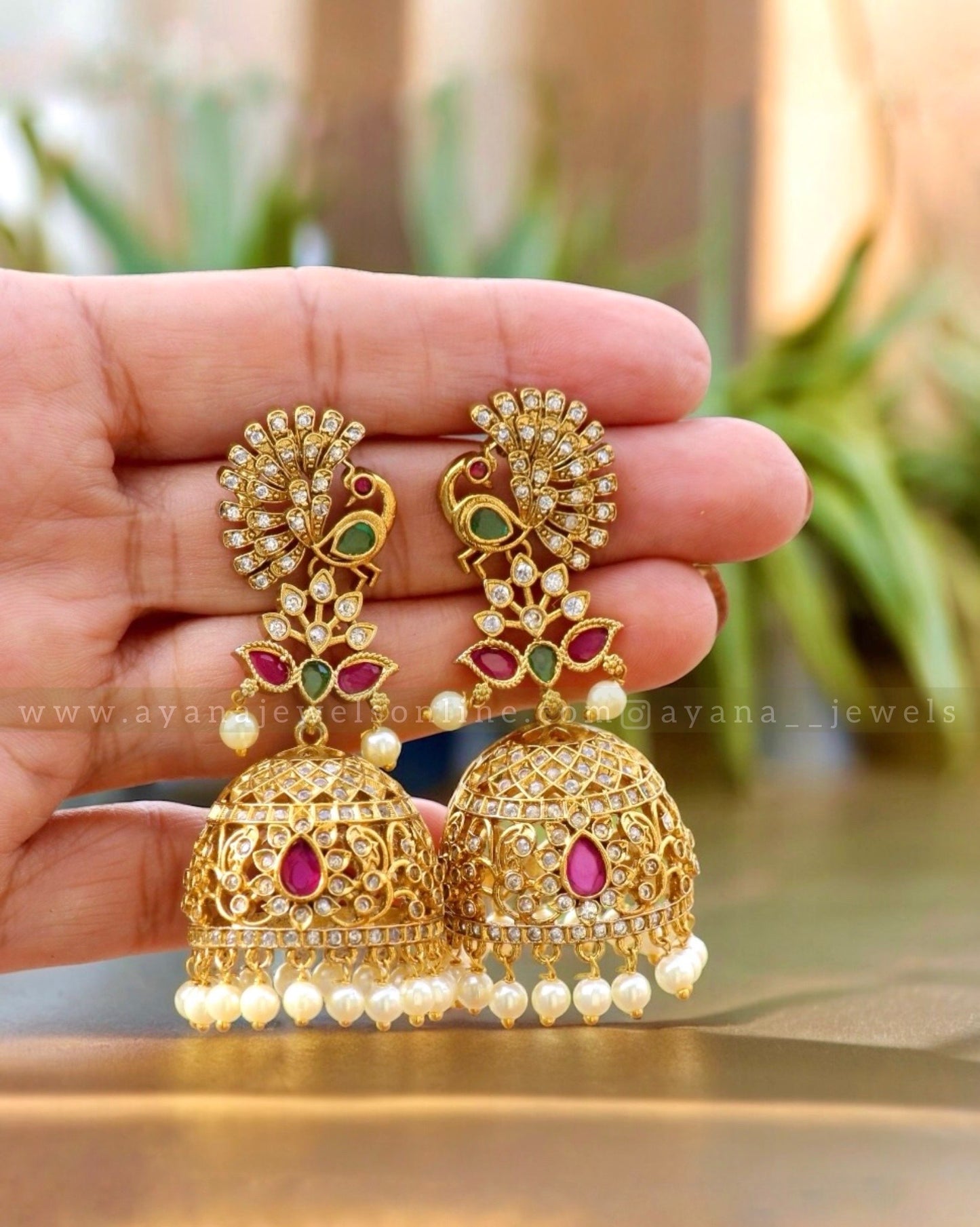 AD Premium Peacock Long Jhumkas