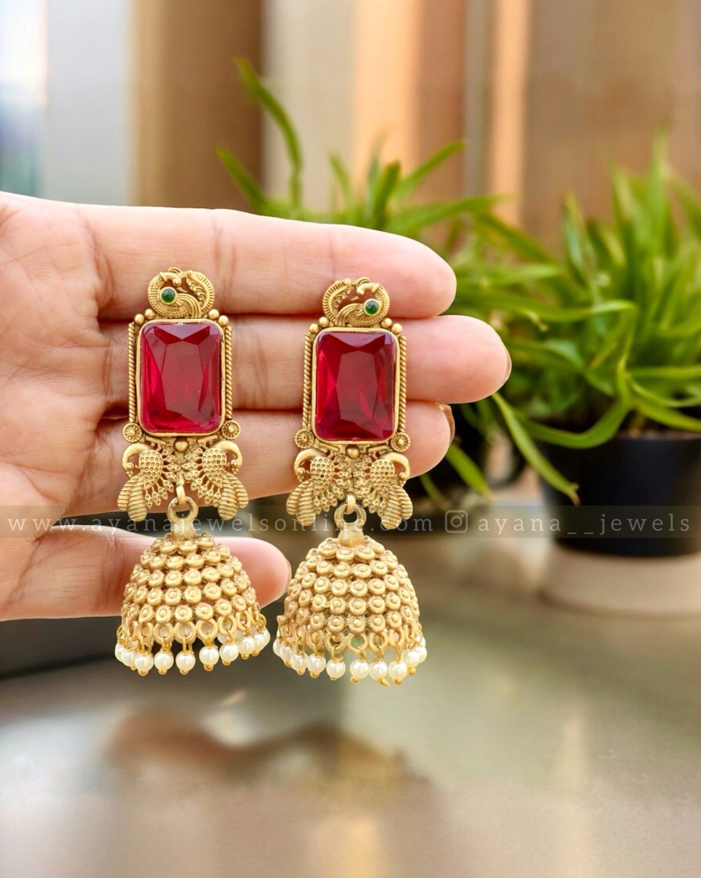 Premium Stone Jhumkas
