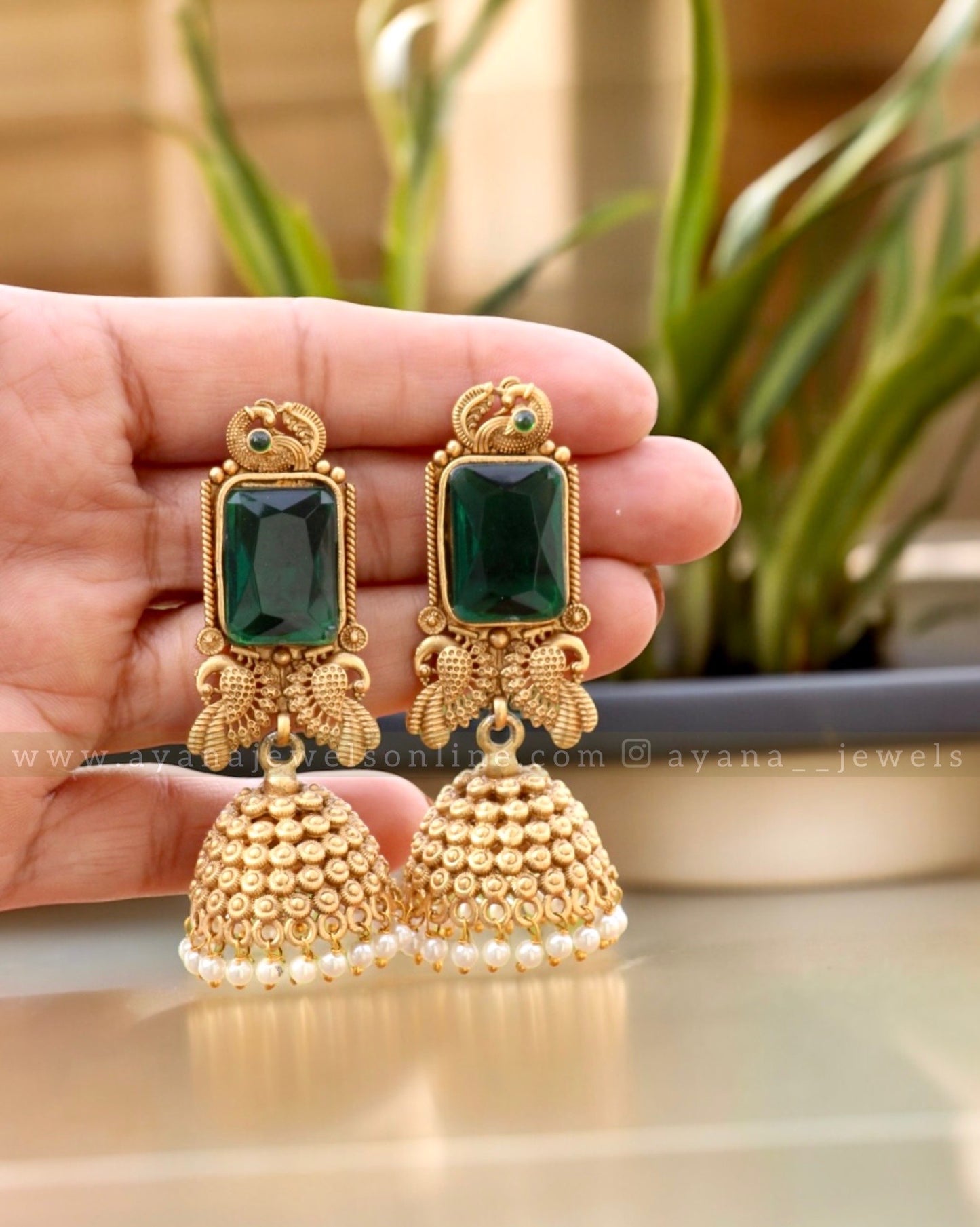 Premium Stone Jhumkas