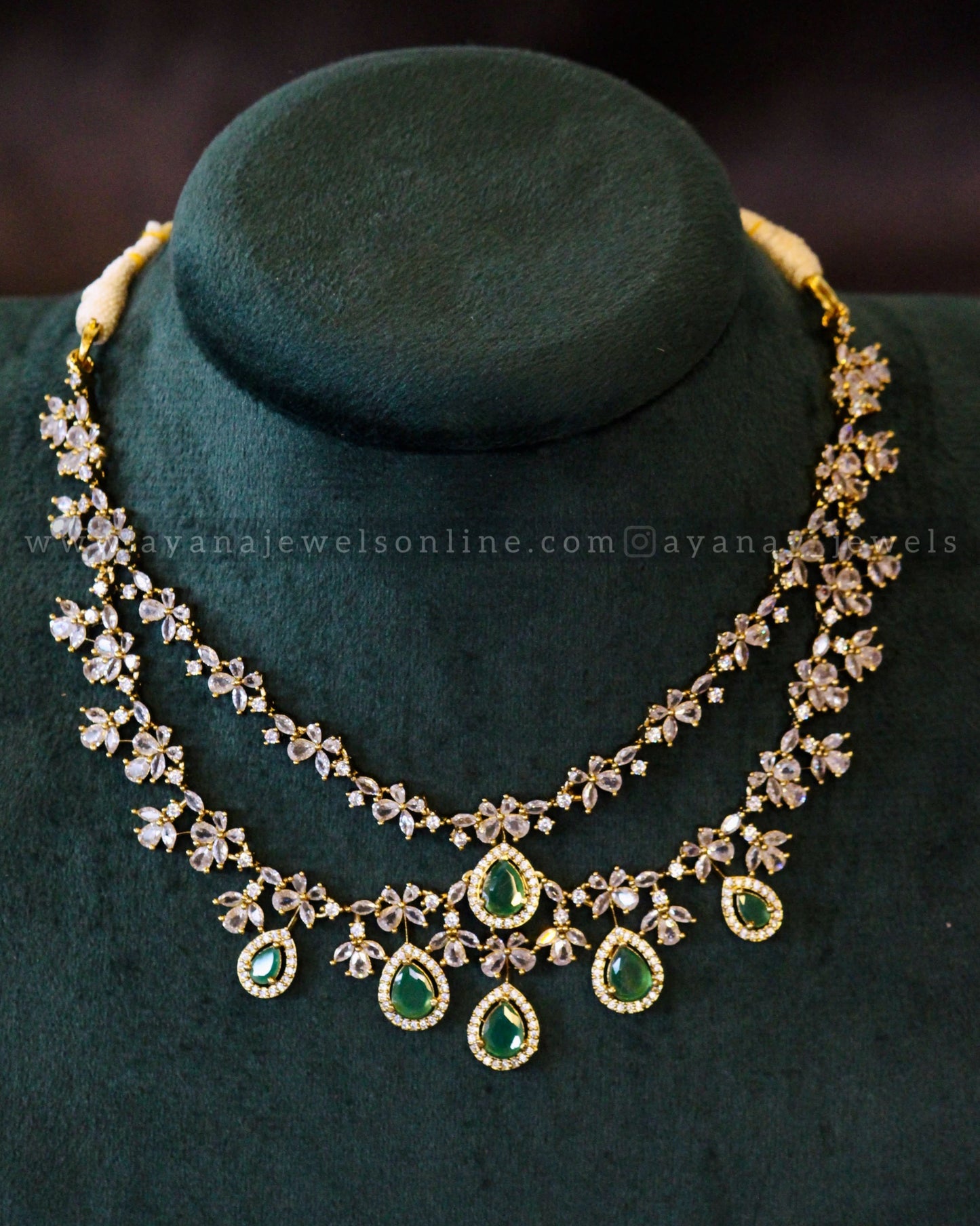 Two layer Diamond lookalike Necklace Set