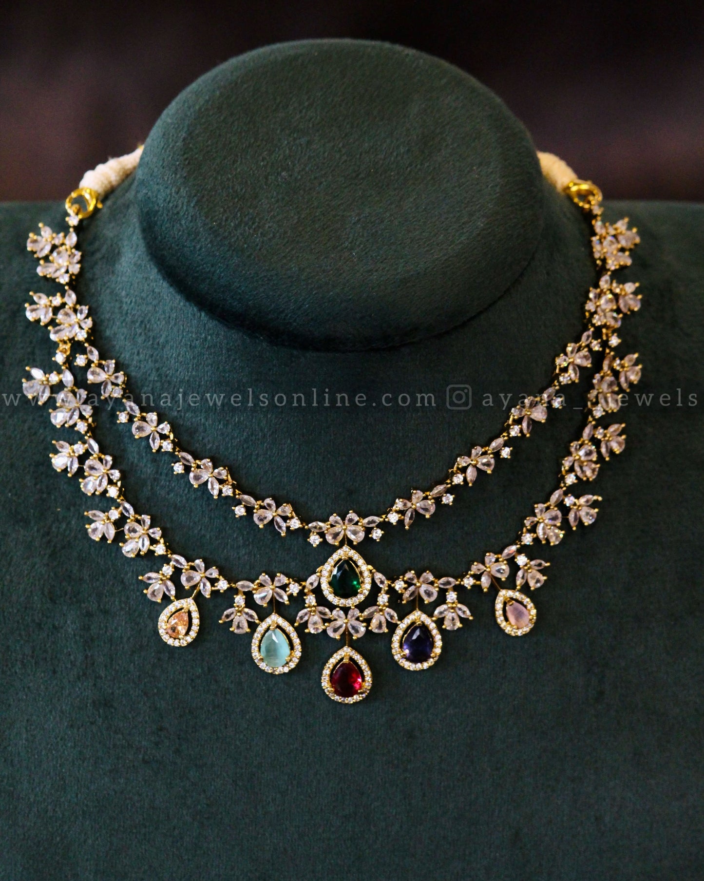Two layer Diamond lookalike Necklace Set