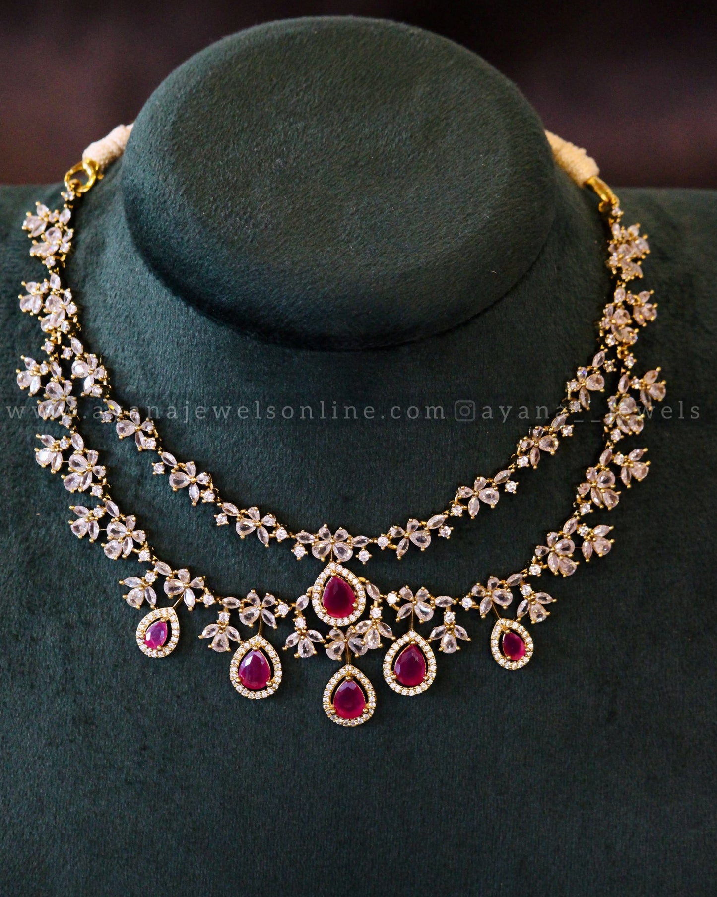 Two layer Diamond lookalike Necklace Set