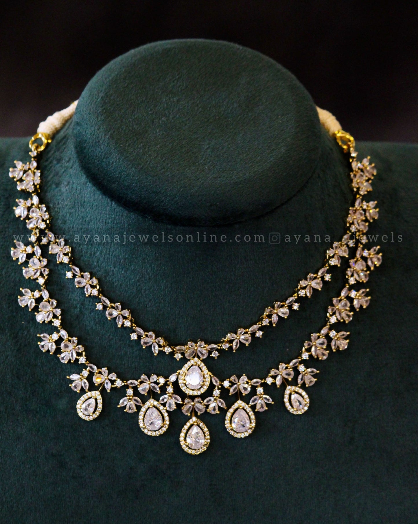 Two layer Diamond lookalike Necklace Set