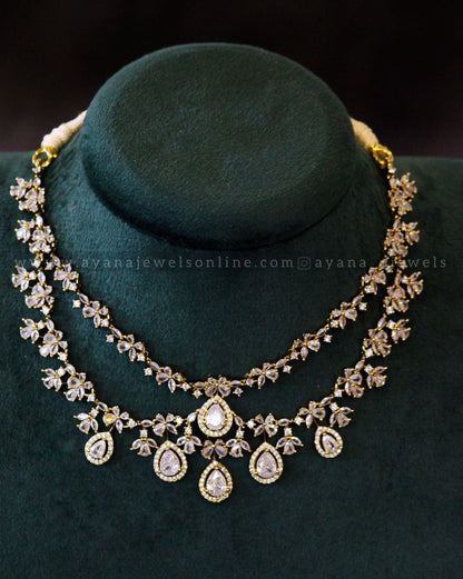 Two layer Diamond lookalike Necklace Set