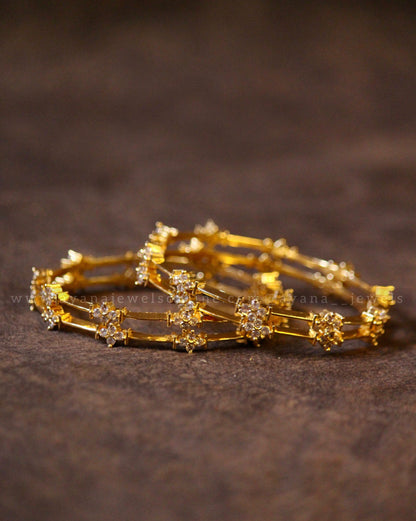 AD Flower Stone Bangle (Set of 4)