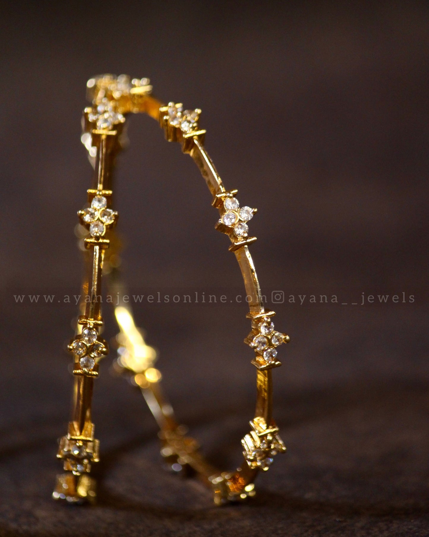 AD Flower Stone Bangle (Set of 4)